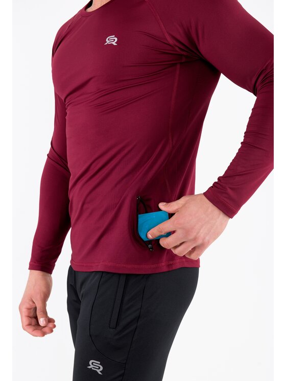 ROUGH RADICAL ROUGH RADICAL Koszulka techniczna VITAL ZIP LS Bordowy Slim Fit