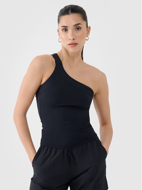 4F 4F Tričko 4FRSS25TSLEF222-20S Čierna Slim Fit