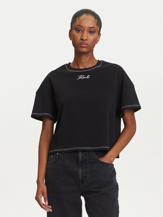 KARL LAGERFELD KARL LAGERFELD Tričko A3W17019 Čierna Boxy Fit