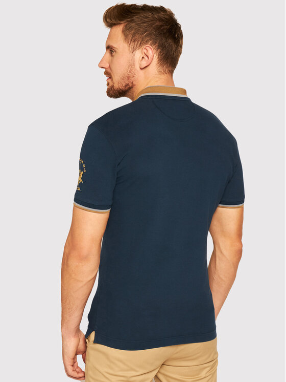 La Martina La Martina Поло QMPE30 PK001 Cиній Slim Fit