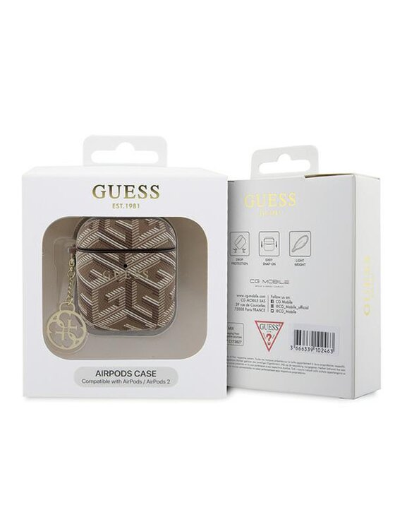 Guess Guess Etui na słuchawki AirPods 1/2 Brązowy