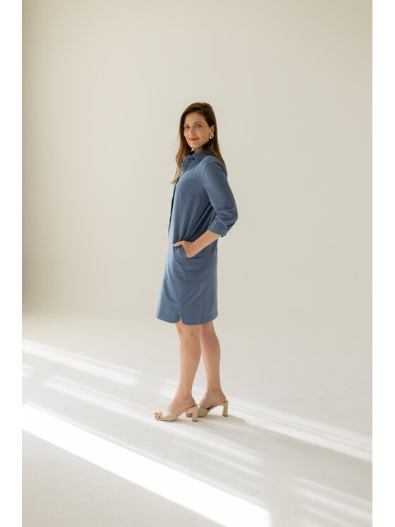 Entelier Entelier Sukienka koszulowa Zoe koszulowa Niebieski Relaxed Fit