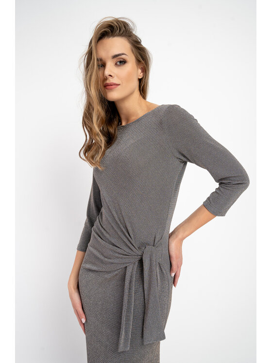 CLICK CLICK Sukienka dzianinowa 70-814 Srebrny Anatomic Fit