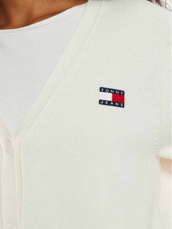 Tommy Jeans Tommy Jeans Kardigán Essential Badge DW0DW19913 Biela Relaxed Fit