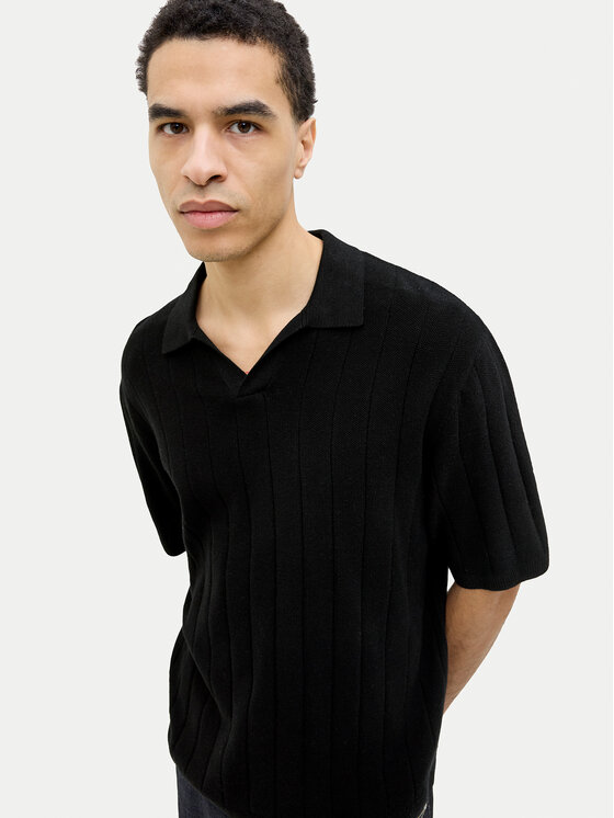 Jack & Jones Jack & Jones Тениска с яка и копчета Varenna 12272578 Черен Relaxed Fit