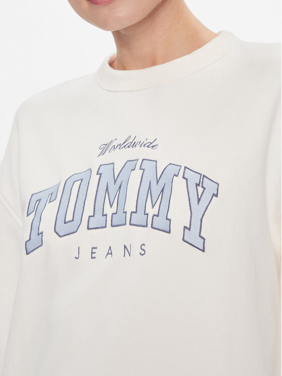 Tommy Jeans Tommy Jeans Bluza Tjw Rlx Varsity Luxe Crew DW0DW17339 Biały Regular Fit