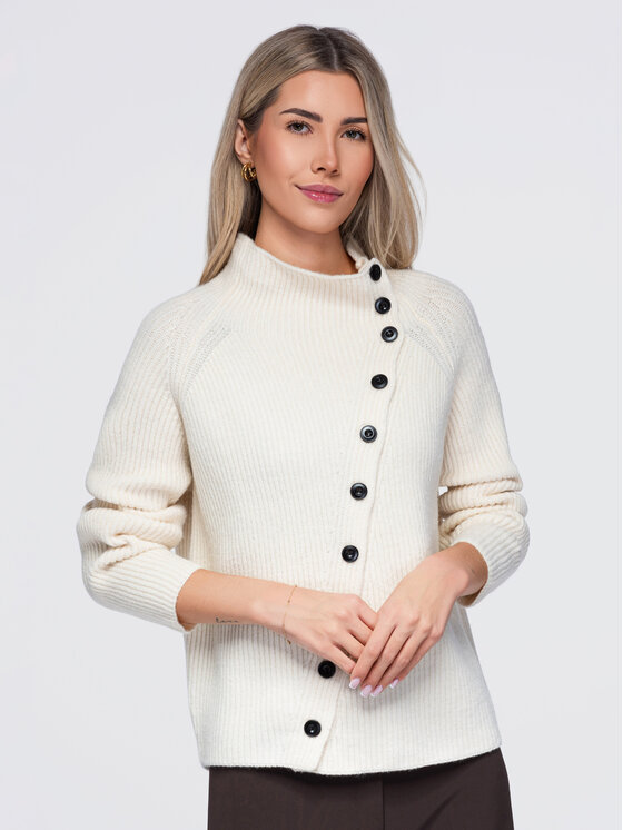 Ombre Ombre Sweter OW-SW-E0014 Beżowy jasny Regular Fit