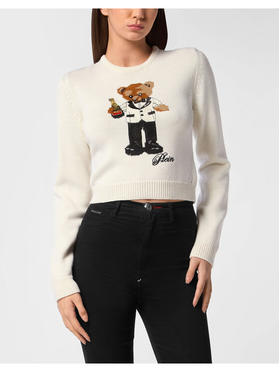 PHILIPP PLEIN PHILIPP PLEIN Sweter 27251 Biały Regular Fit