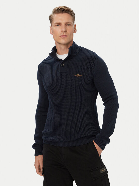 Aeronautica Militare Pulover 262MA1572UL00409 Bleumarin Regular Fit