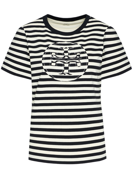 Tory Burch Tory Burch T-krekls Striped Logo 63871 Daudzkrāsains Regular Fit