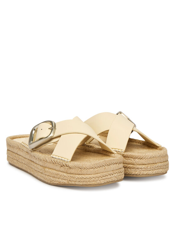 Calvin Klein Calvin Klein Espadrilky Flatf Espadrill Cross Lth Hdw HW0HW02892 Écru