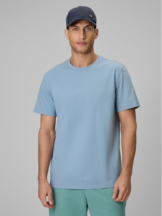 4F 4F T-Shirt BASIC+ Niebieski jasny Regular Fit