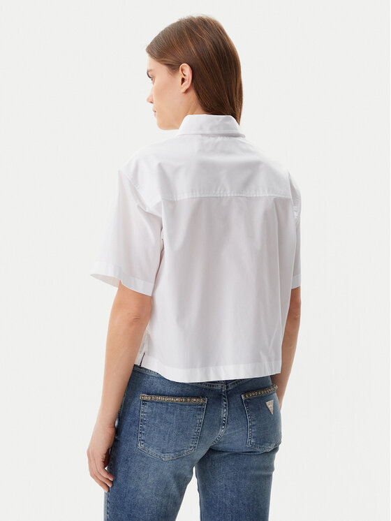 Guess Guess Cămașă W5GH98 WH7P1 Alb Regular Fit