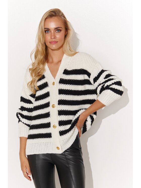 Makadamia Makadamia Kardigan S139 Biały Over Fit