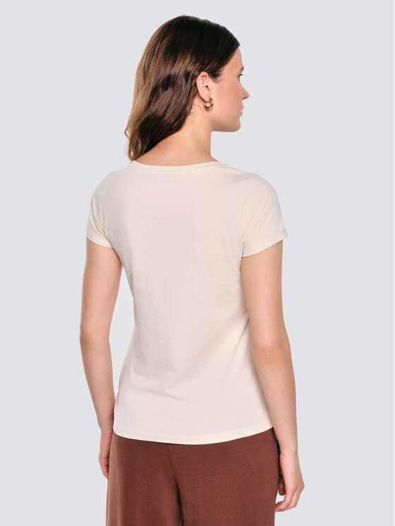 BIG STAR BIG STAR T-Shirt MALVINA Kremowy Basic Fit