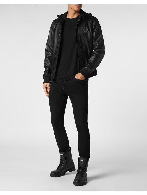 PHILIPP PLEIN PHILIPP PLEIN Kožená bunda 3017 Černá Regular Fit