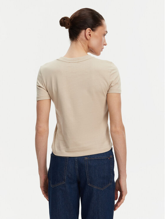Calvin Klein Jeans Calvin Klein Jeans T-Shirt Placed Institutional J20J225524 Beżowy Slim Fit