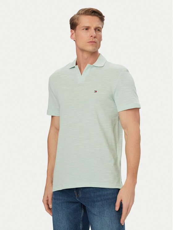 Tommy Hilfiger Tricou polo Textured Oxford Pique MW0MW38482 Verde deschis Regular Fit