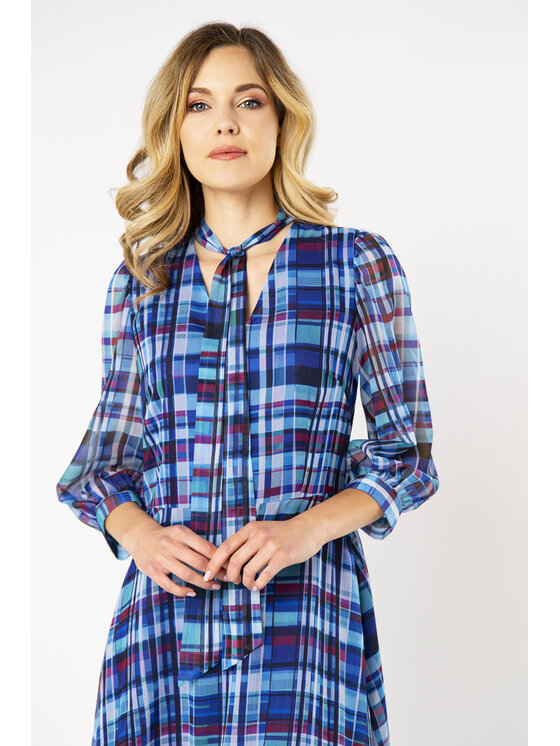 QUIOSQUE QUIOSQUE Každodenné šaty CHECKWOW DRESS Modrá Regular Fit