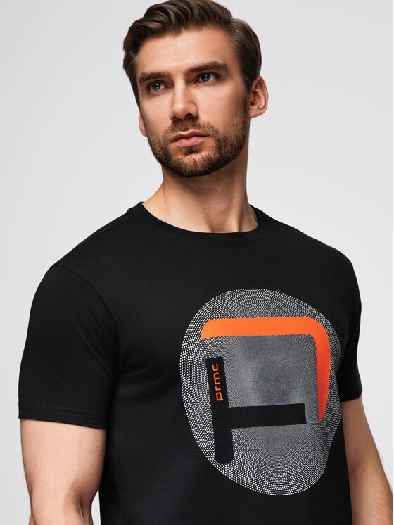 Ombre Ombre T-Shirt OM-TSPT-0245 Czarny Regular Fit