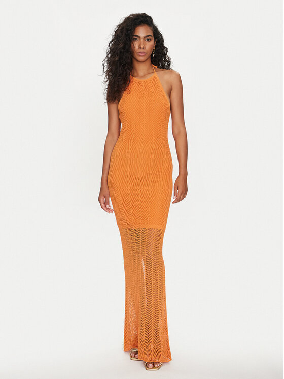 Guess Guess Každodenní šaty Sophie W4GK24 Z3E60 Oranžová Slim Fit