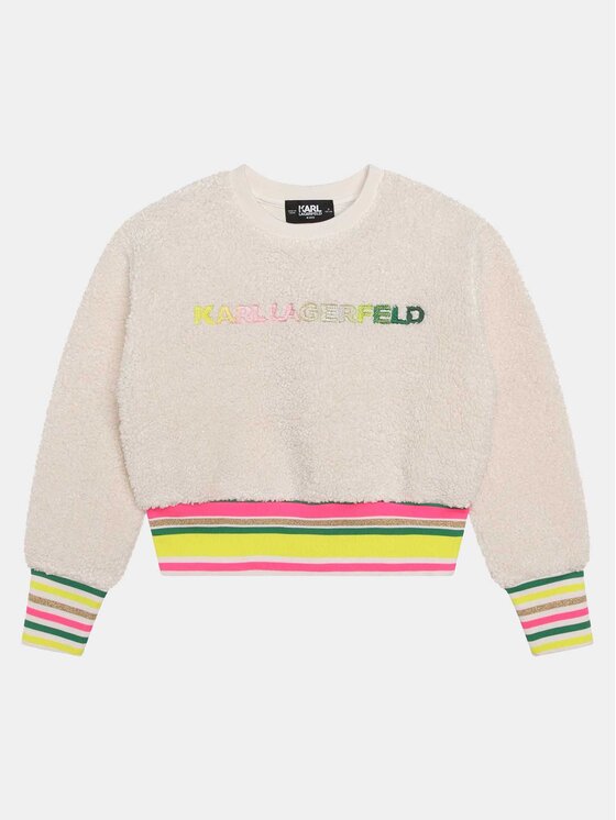 Karl Lagerfeld Kids Μπλούζα Z15460 S Εκρού Regular Fit
