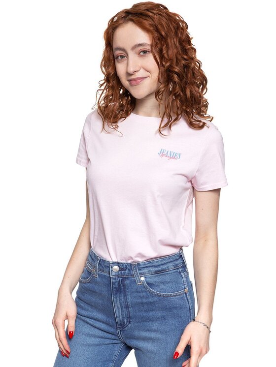 Wrangler Wrangler T-Shirt REGULAR TEE Różowy Regular Fit