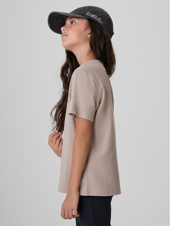 4F 4F T-Shirt 4FJKAW26TTSHF4424-83S Brązowy Regular Fit