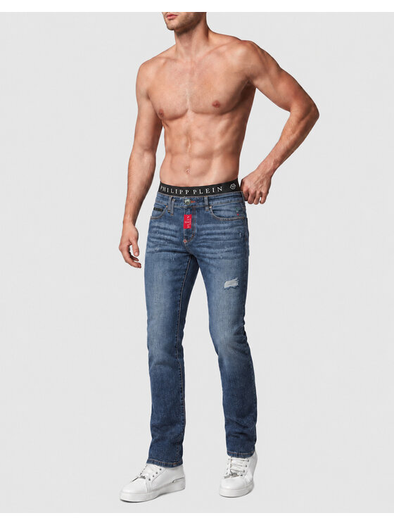 PHILIPP PLEIN PHILIPP PLEIN Džínsy 31788 Modrá Straight Fit
