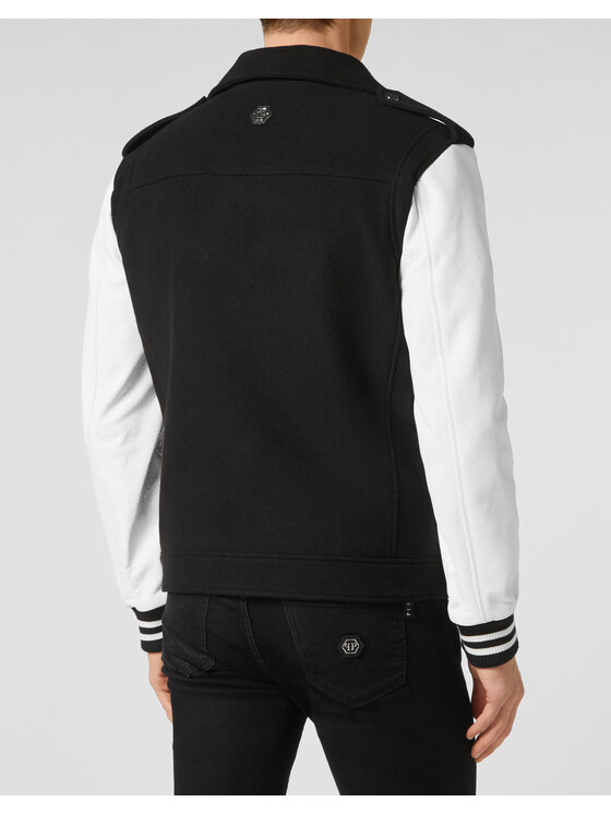 PHILIPP PLEIN PHILIPP PLEIN Kurtka skórzana 1929 Czarny Slim Fit