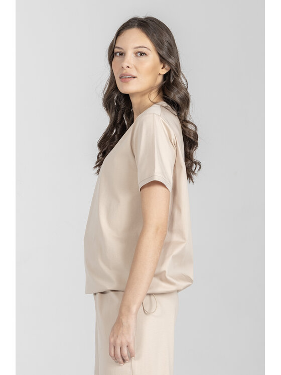 Deni Cler Milano Deni Cler Milano T-Shirt T-DC-T002-F2-10-13-1 Beżowy Regular Fit
