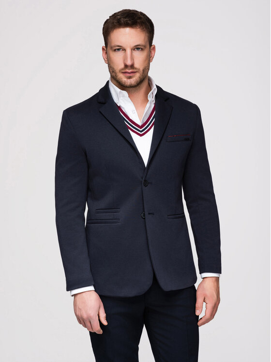 Ombre Ombre Marynarka M170 Granatowy Slim Fit