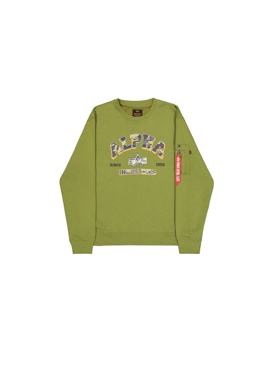 Alpha Industries Alpha Industries Bluza College Camo Sweatshirt Zielony Regular Fit