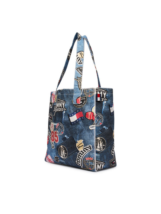 Tommy Jeans Tommy Jeans Ročna torba Tjw Bodega Trompe L'Oeil Tote AW0AW19304 Mornarsko modra