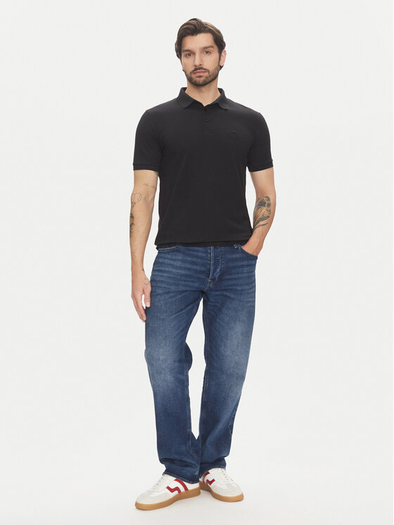 Lindbergh Lindbergh Тениска с яка и копчета 30-404020 Черен Relaxed Fit