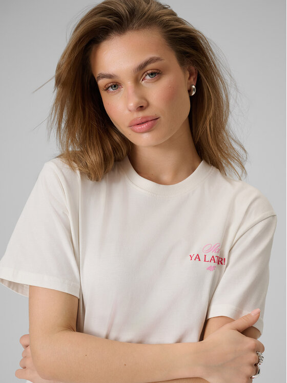 4F 4F T-Shirt WINTER CLUB Kremowy Loose Fit