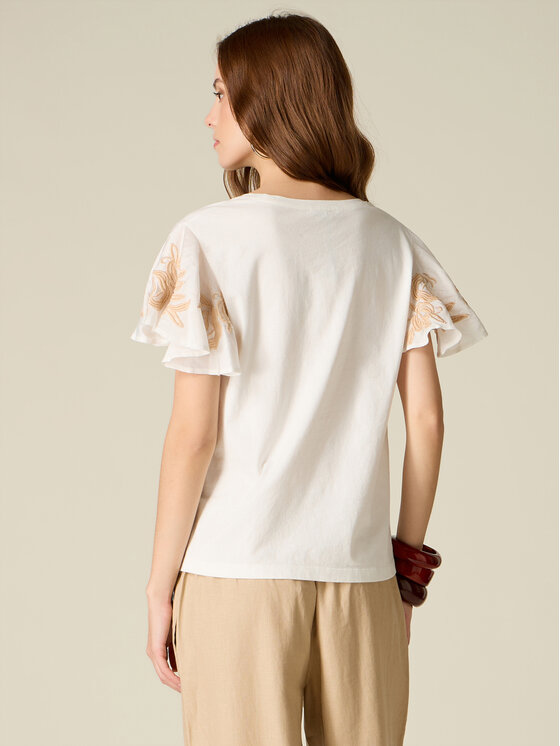 Oltre Oltre T-Shirt G090J004544N011 Biały Regular Fit