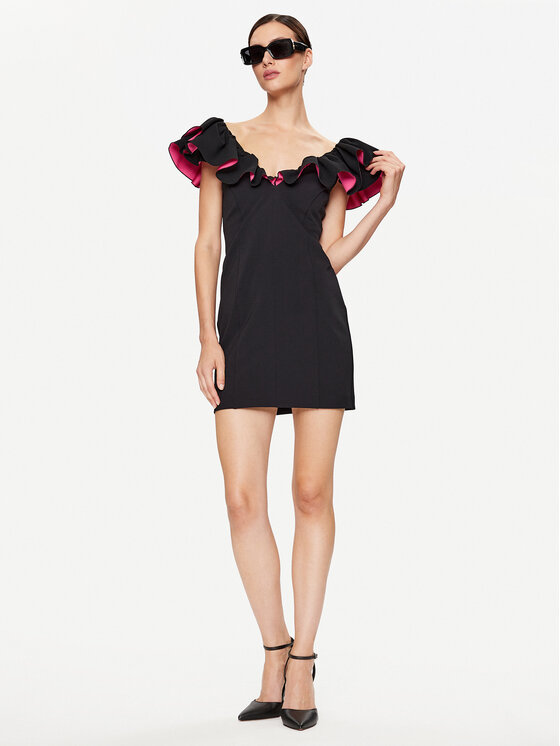 PINKO Pinko Φόρεμα κοκτέιλ Cono Abito 101626 A12B CREPE E RA80 Μαύρο Slim Fit