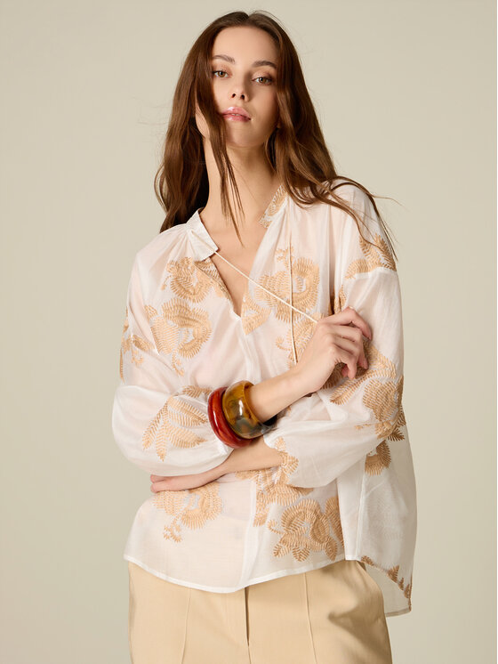 Oltre Oltre Blusa 2236E000341N0S1 Bianco Regular Fit