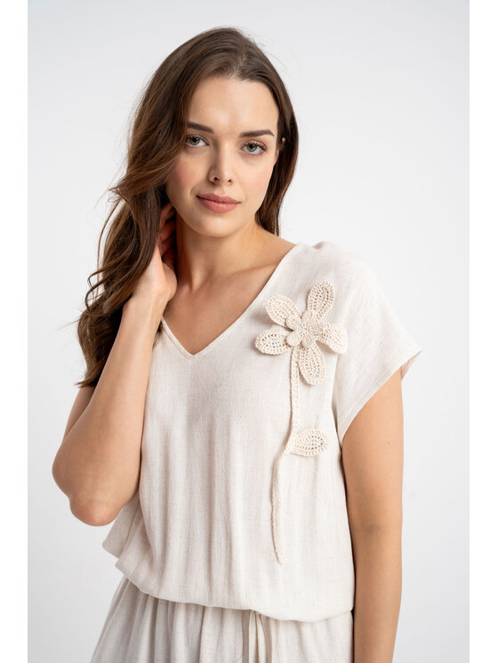 CLICK CLICK Sukienka codzienna 70-854 Beżowy jasny Regular Fit