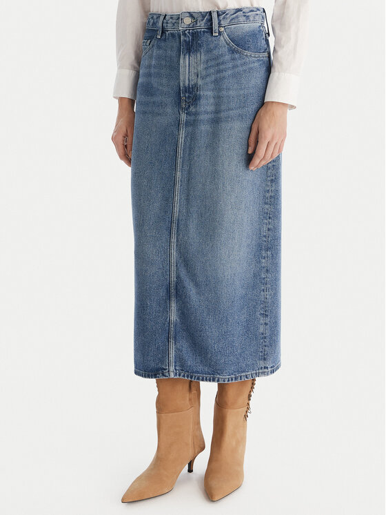 Tommy Hilfiger Tommy Hilfiger Džinsinis sijonas WW0WW46503 Mėlyna Regular Fit