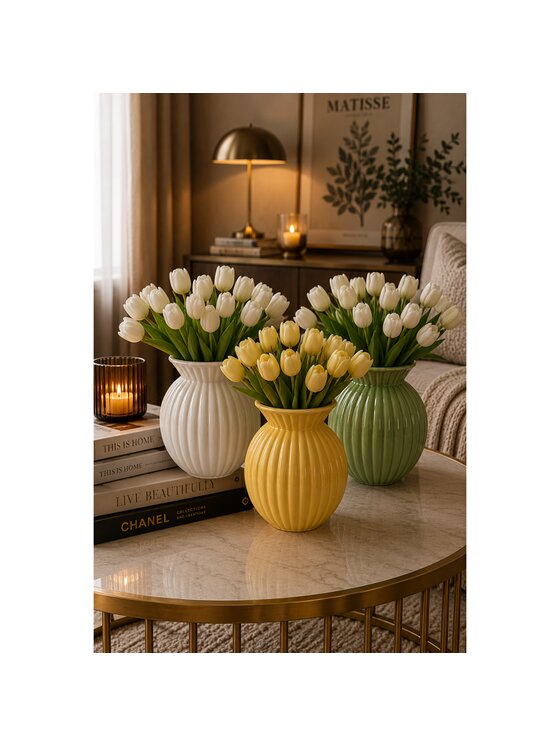 MIAhome MIAhome Wazon ceramiczny okrągły prążkowany ASTRID Żółty