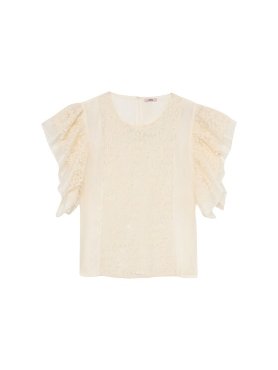 Oltre Oltre Bluzka 2497R003066N021 Biały Boxy Fit