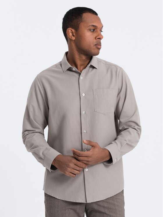 Ombre Ombre Koszula OM-SHCS-0148 Szary Regular Fit
