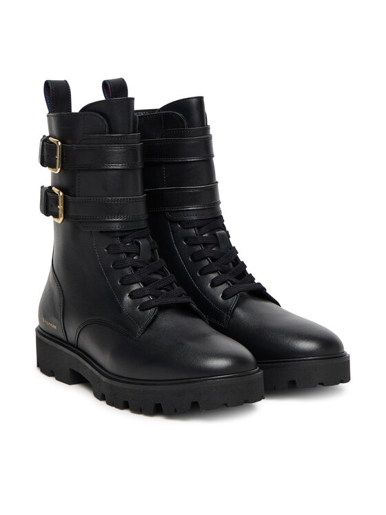 Tommy Hilfiger Tommy Hilfiger Čizme Biker Laceup FW0FW08986 Crna