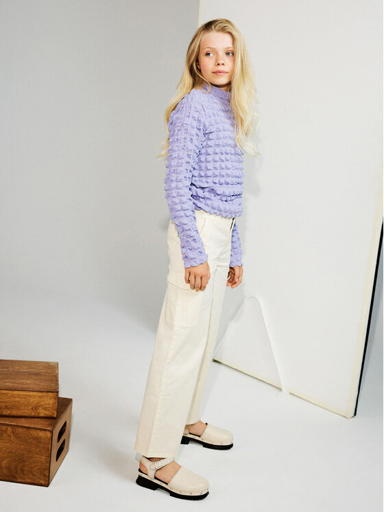 NAME IT NAME IT Hlače iz tkanine 13220718 Écru Wide Leg