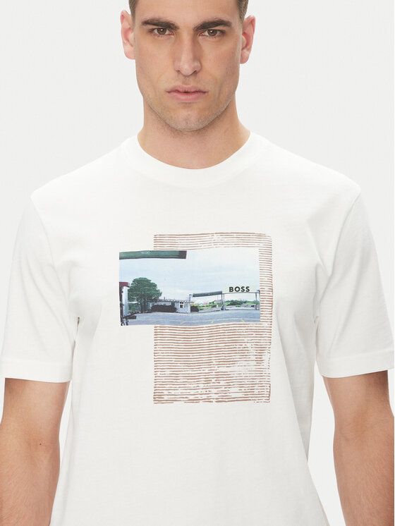 BOSS BOSS T-krekls Te_Ontheway 50539180 Balts Regular Fit