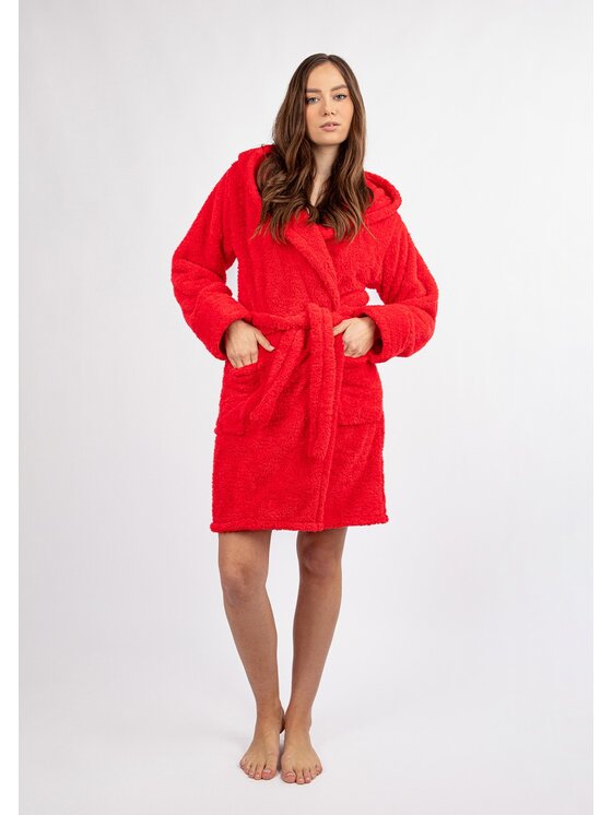 DKaren Lingerie Damski Szlafrok, rozmiar XS, Czerwony, Diana Krótka