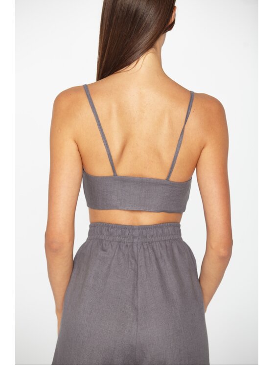 MANDRAGORA MANDRAGORA Top Lniany Capri Šedá Regular Fit