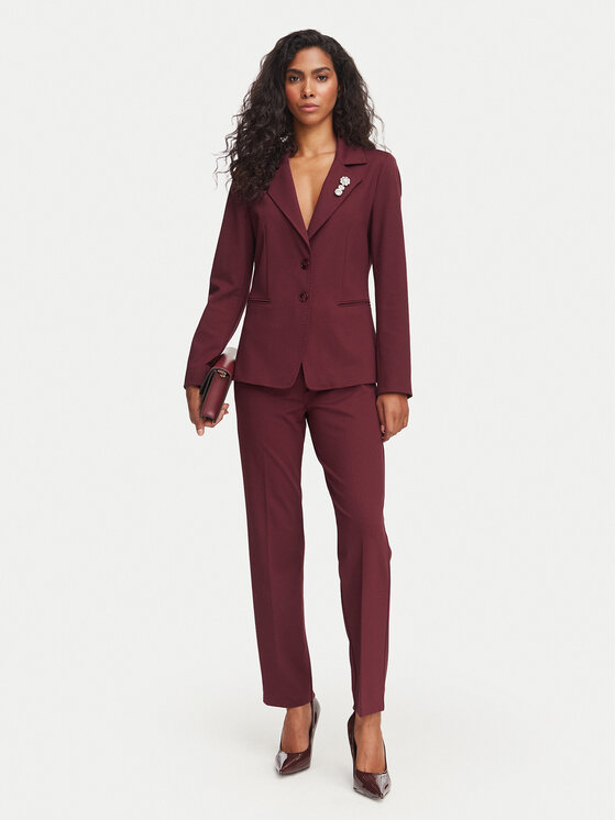 Marella Marella Spodnie materiałowe Paese 2623786034 Bordowy Regular Fit